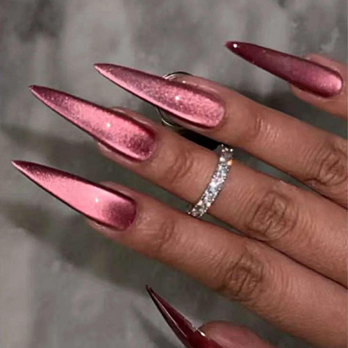 Almond Red Press Nails