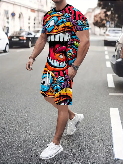 Graffiti Print Loose Sports Set