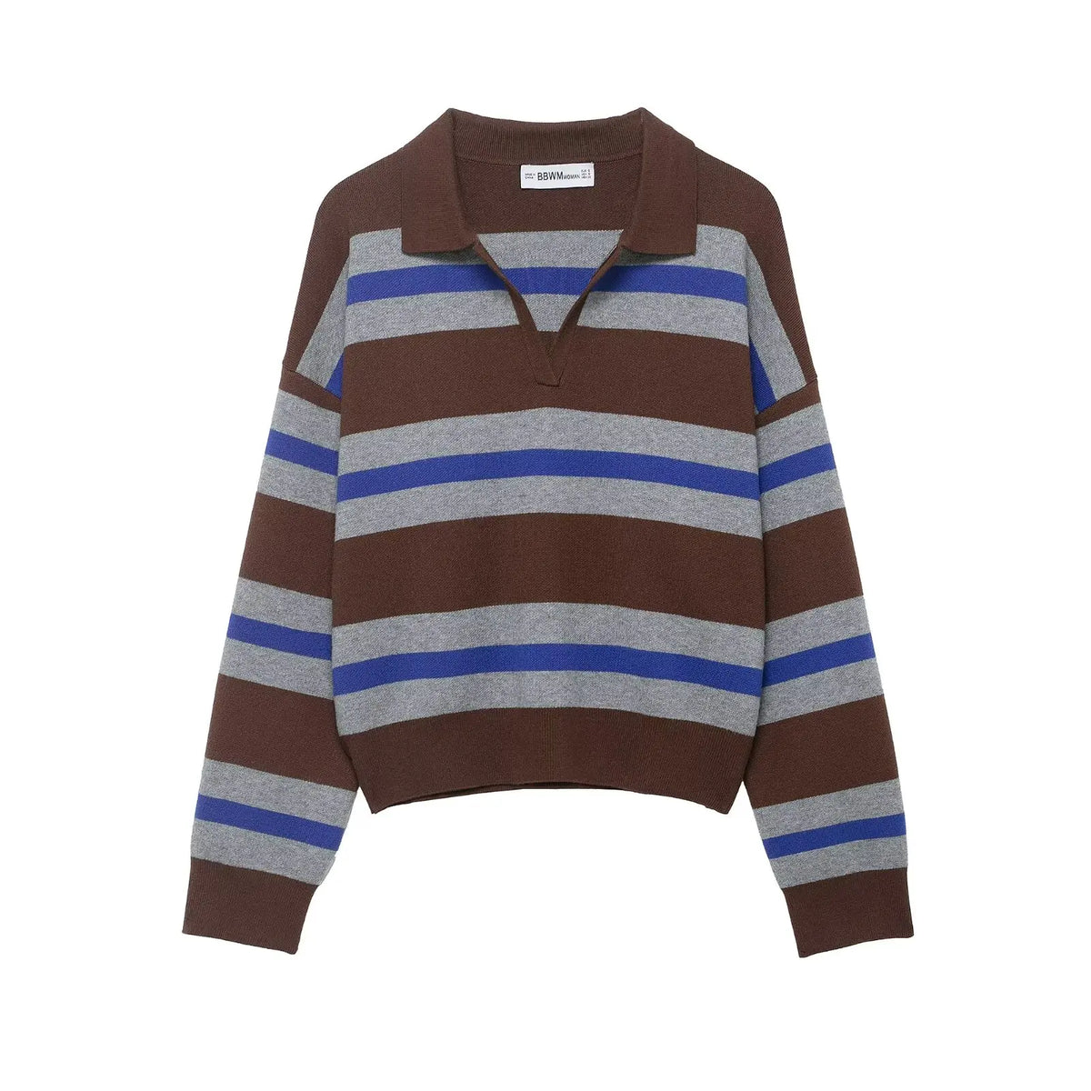 Striped Knit Polo Sweater