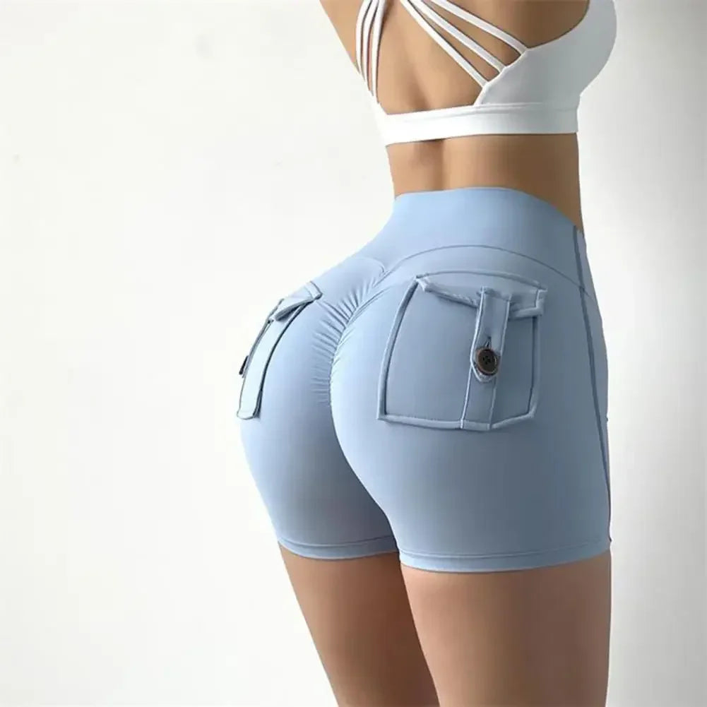 Nylon Ruched Waistband Shorts