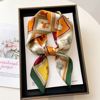 Twill Colorful Print Square Scarf