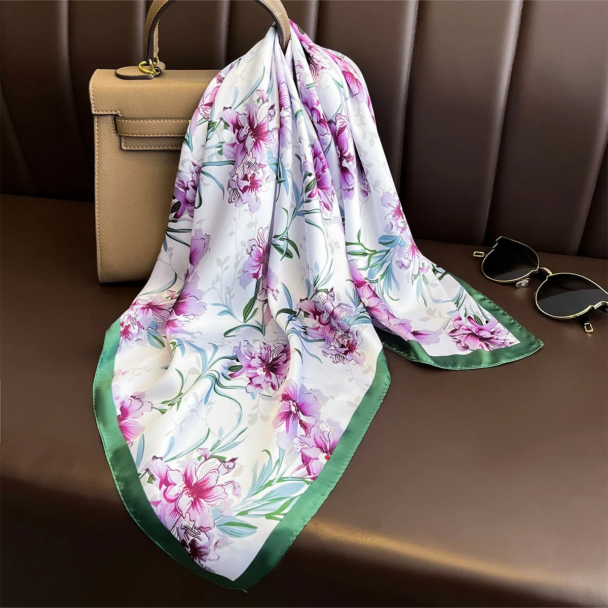 Chain Print Square Silk Scarf