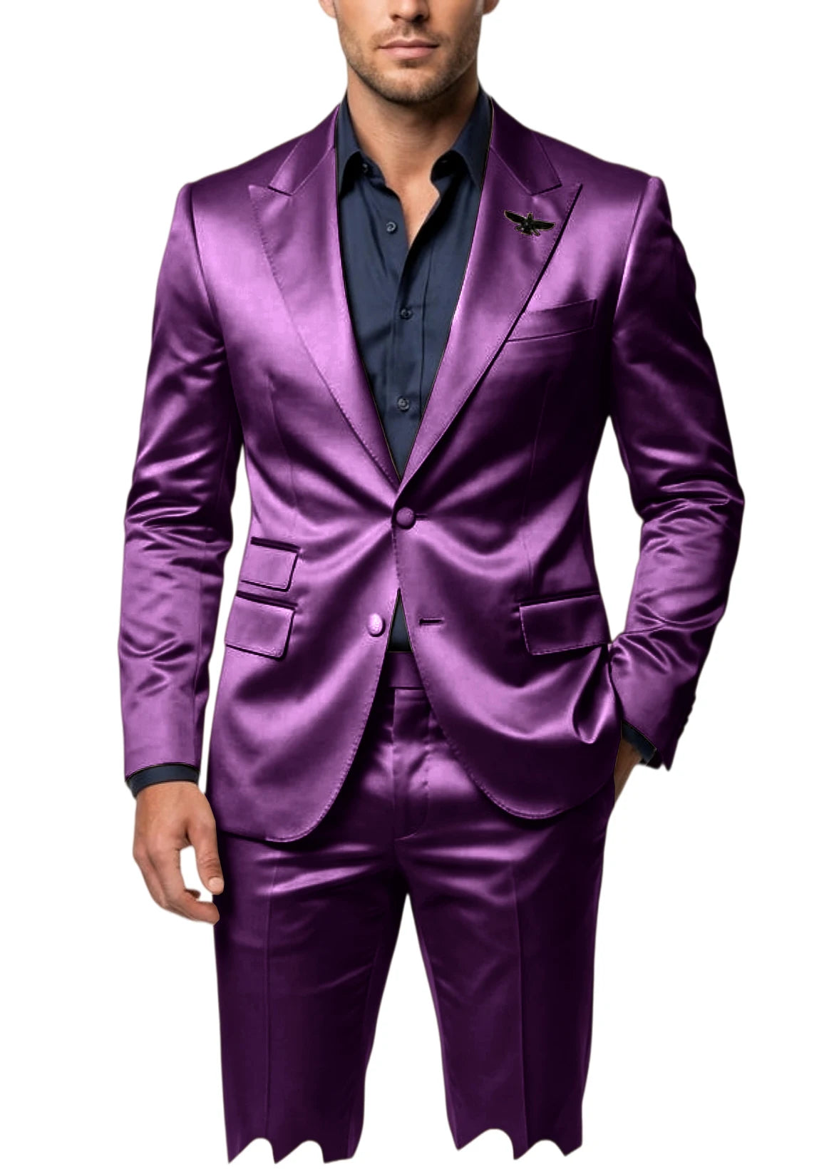 Satin Peak-Lapel Tuxedo Suit Set
