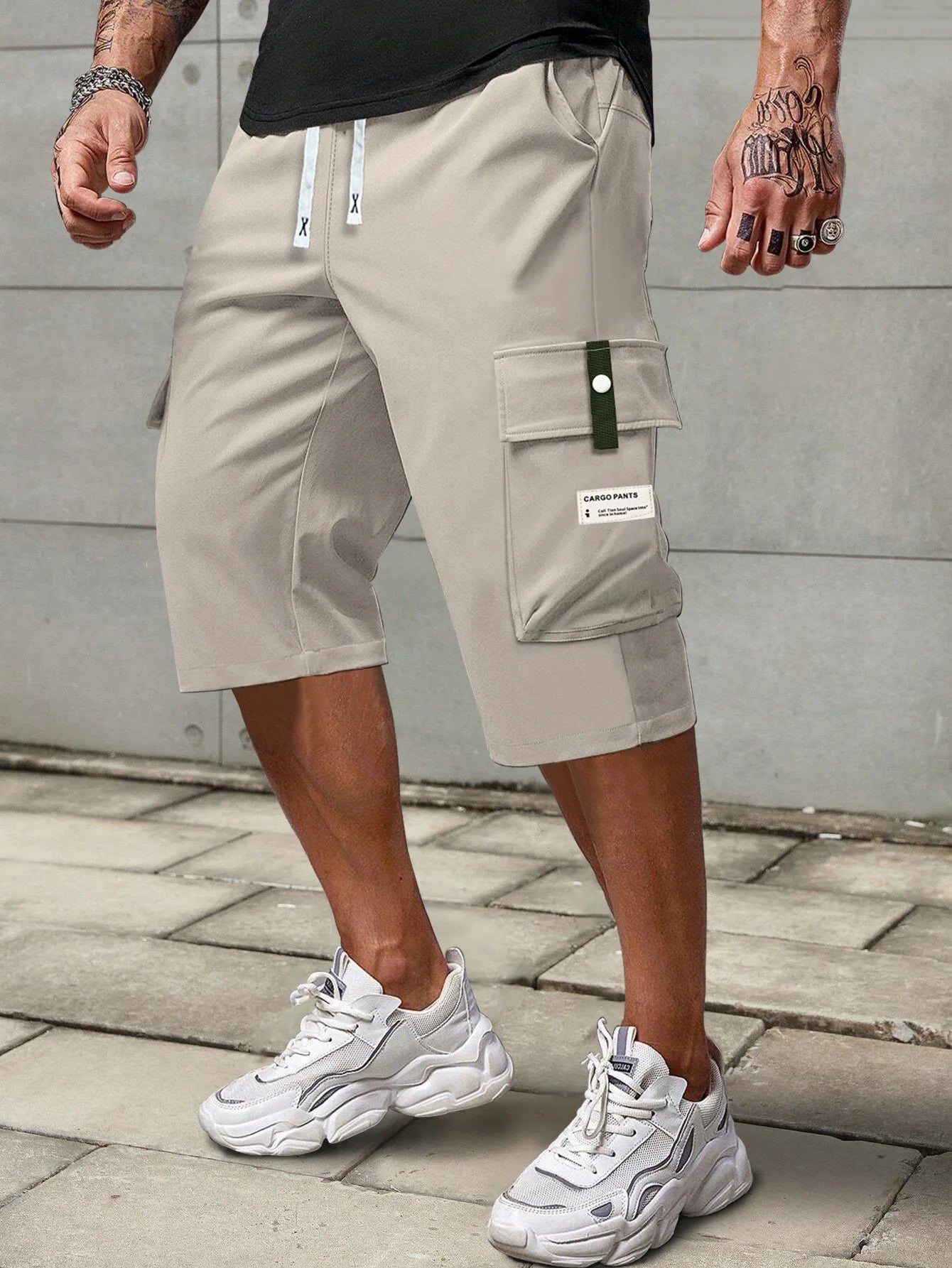 Straight Leg Cargo Capri Shorts