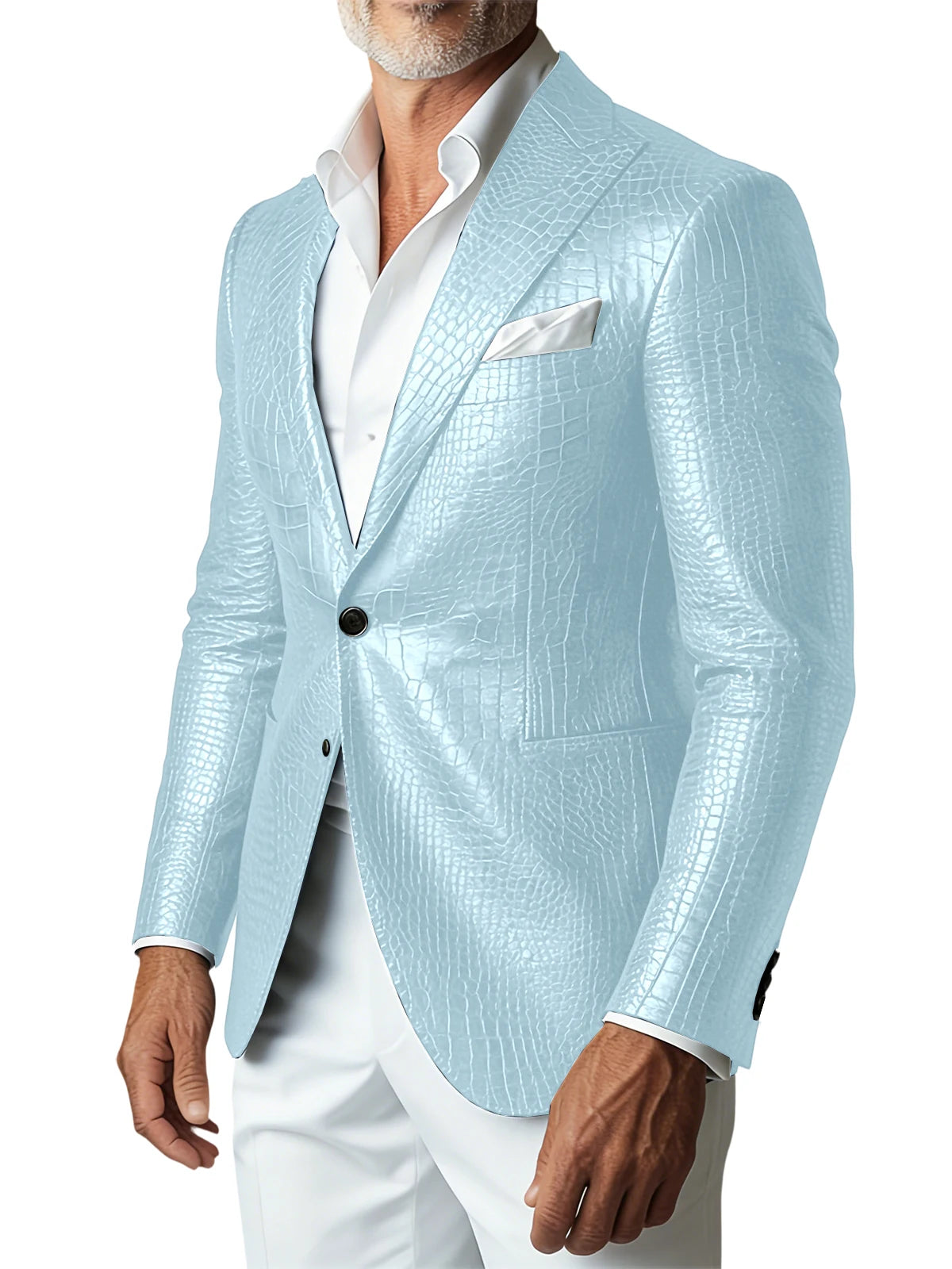 Crocodile PU Leather Suit Blazer