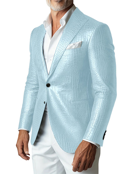 Crocodile PU Leather Suit Blazer