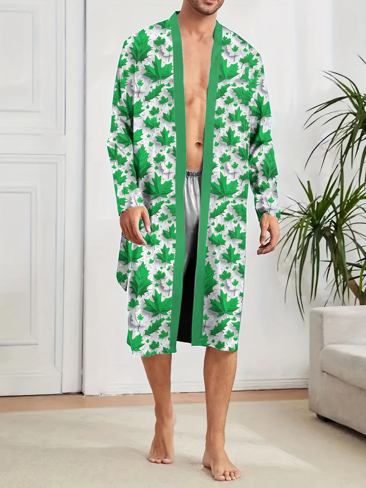 Green Leaf Print Pajamas