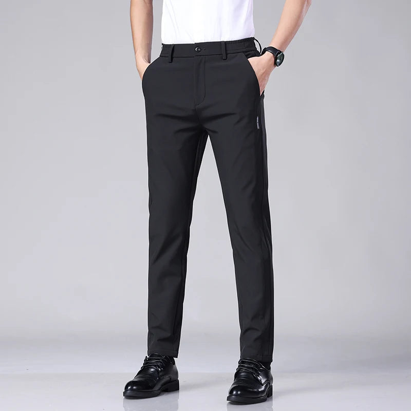 Ice Silk Slim Straight Trousers