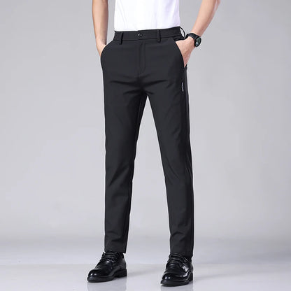 Ice Silk Slim Straight Trousers