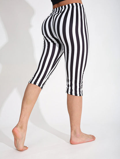 Striped Seven-Point Yoga Leggings
