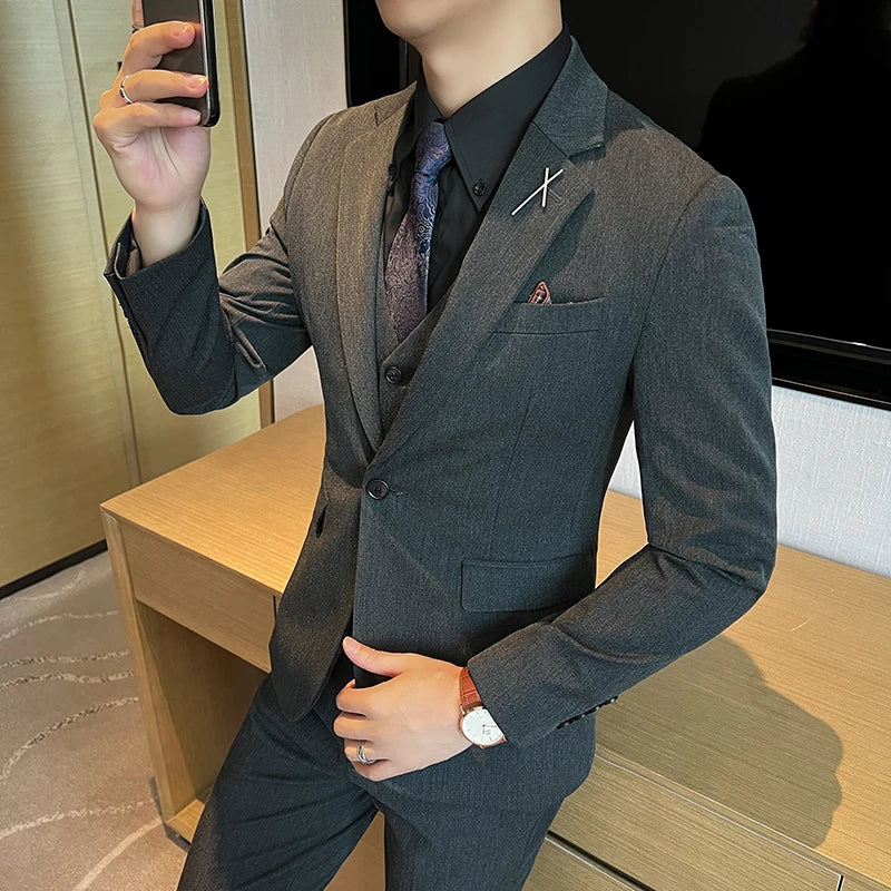 Groomsmen Three-Piece Suit Ensemble