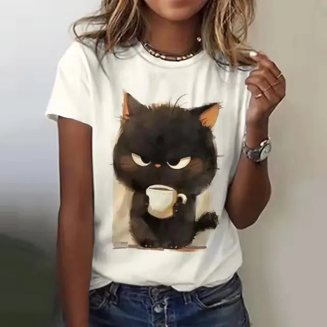 Angry Cat Graphic T-Shirt