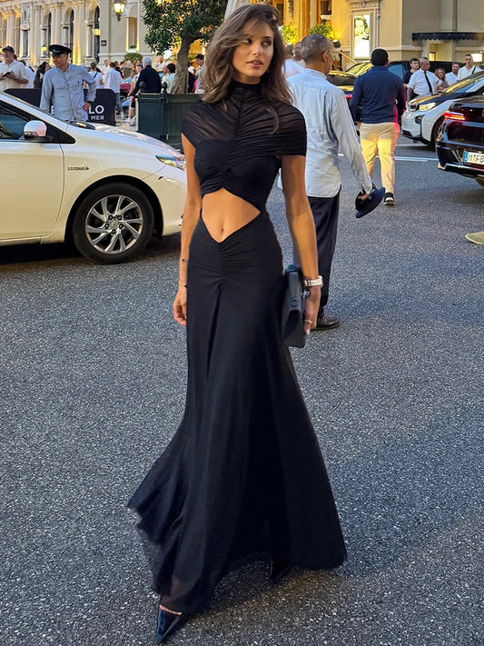 Hollow-Out Ruched Dress