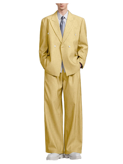 Pinstripe Double-Breasted Wide-Leg Suit