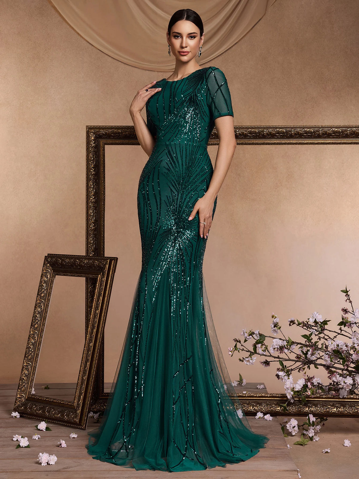 Sequin Mermaid Evening Gown