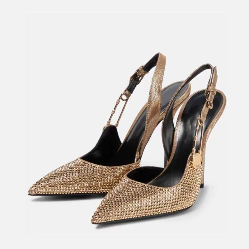 Rhinestone Sequined Slingbacks