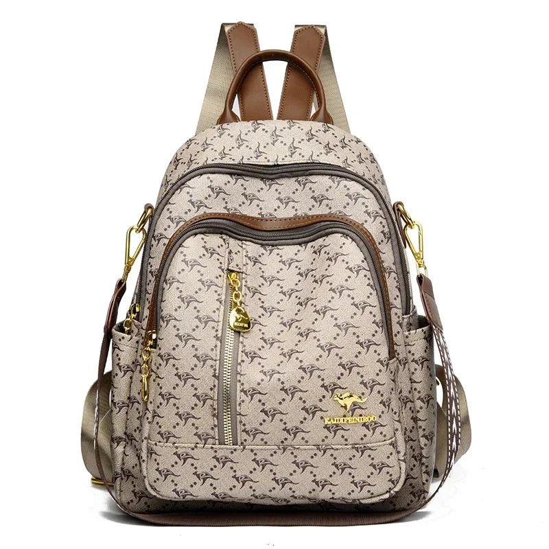 Soft Leather Women Travel Backpack