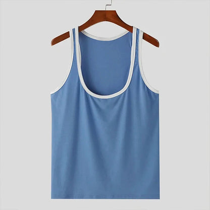 Patchwork Skinny Gym Tank Top