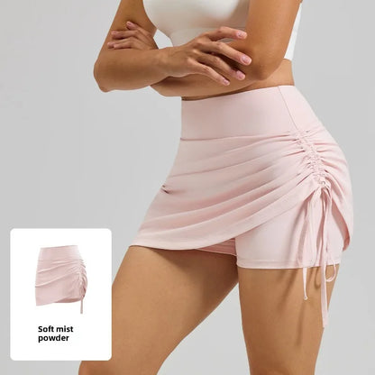 High-Waist Drawstring Sports Skort