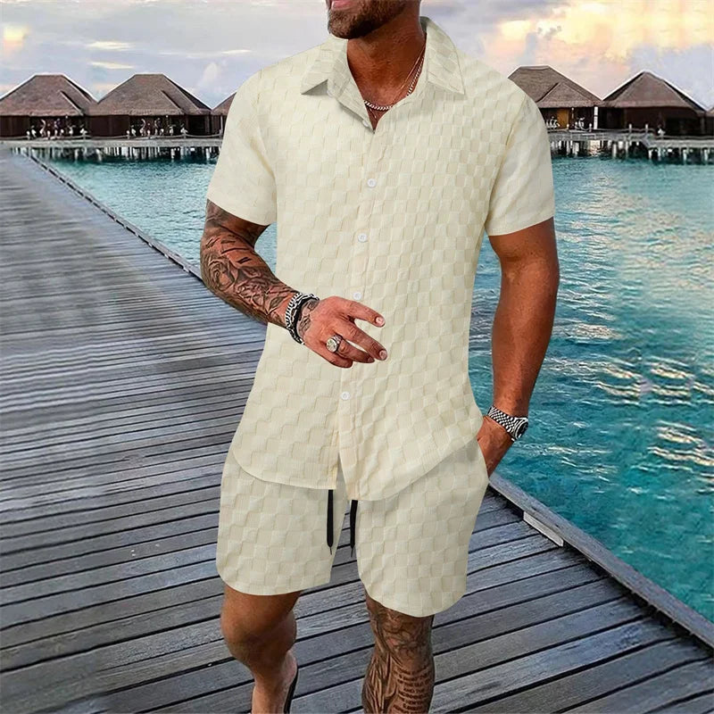 Blended Short-Sleeve Shorts Suit