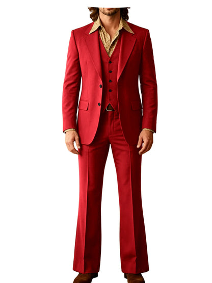 Retro Bell-Bottom Three-Piece Suit