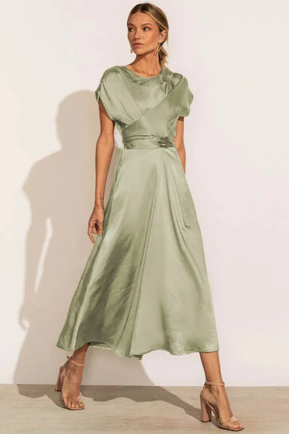 Satin Sash Evening Dress