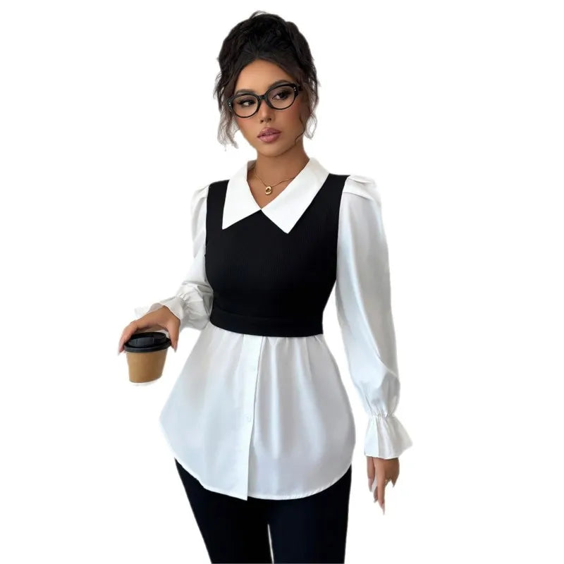 Faux Two-Piece Blouse