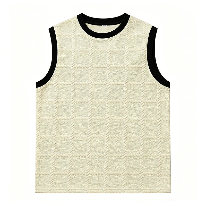 Jacquard Contrast-Trim Tank Top