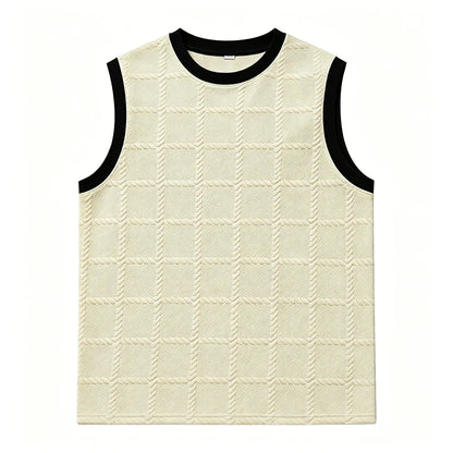 Jacquard Contrast-Trim Tank Top