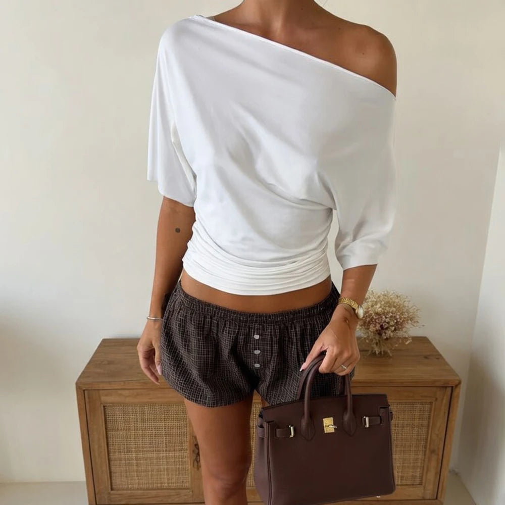 One-Shoulder Short-Sleeve Top