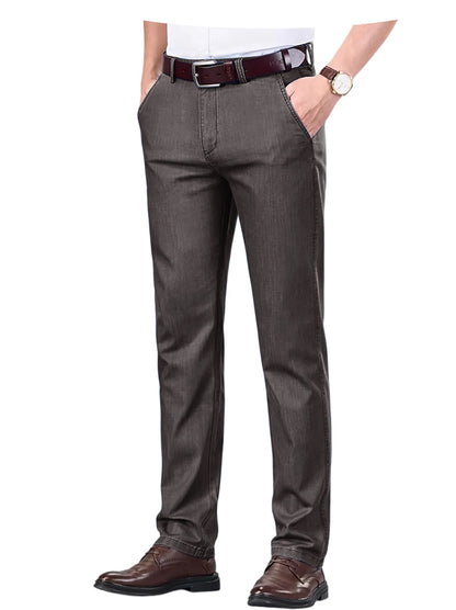 Straight Leg Denim Dress Pants