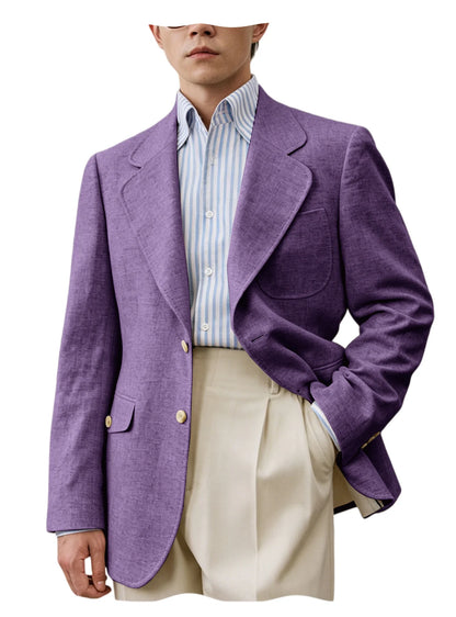 Linen Notch-Lapel Casual Blazer