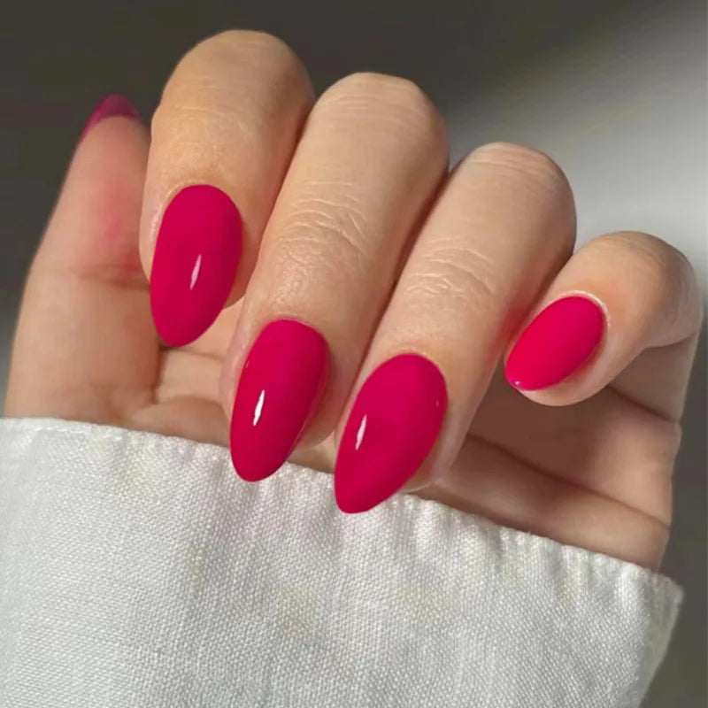 Wine Red Almond Press On Nails