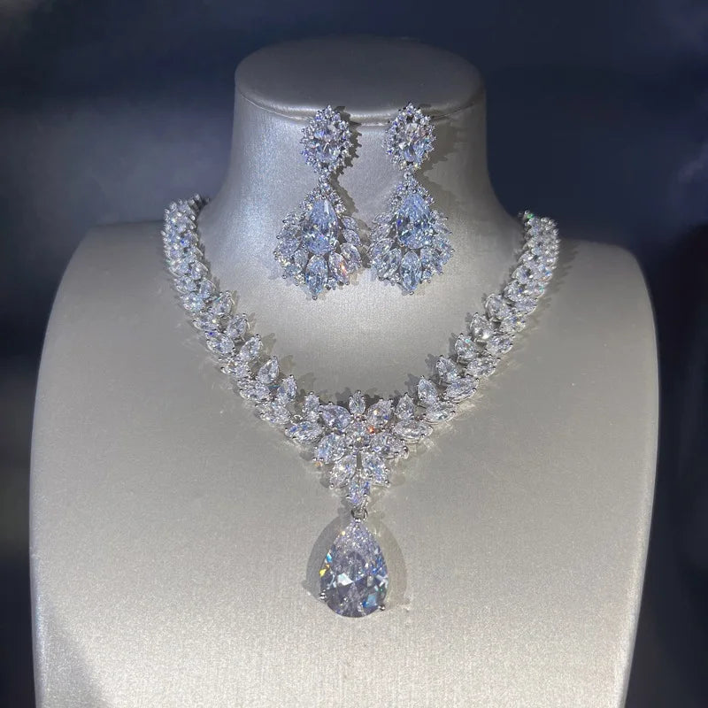 Zircon Necklace & Bracelet Set