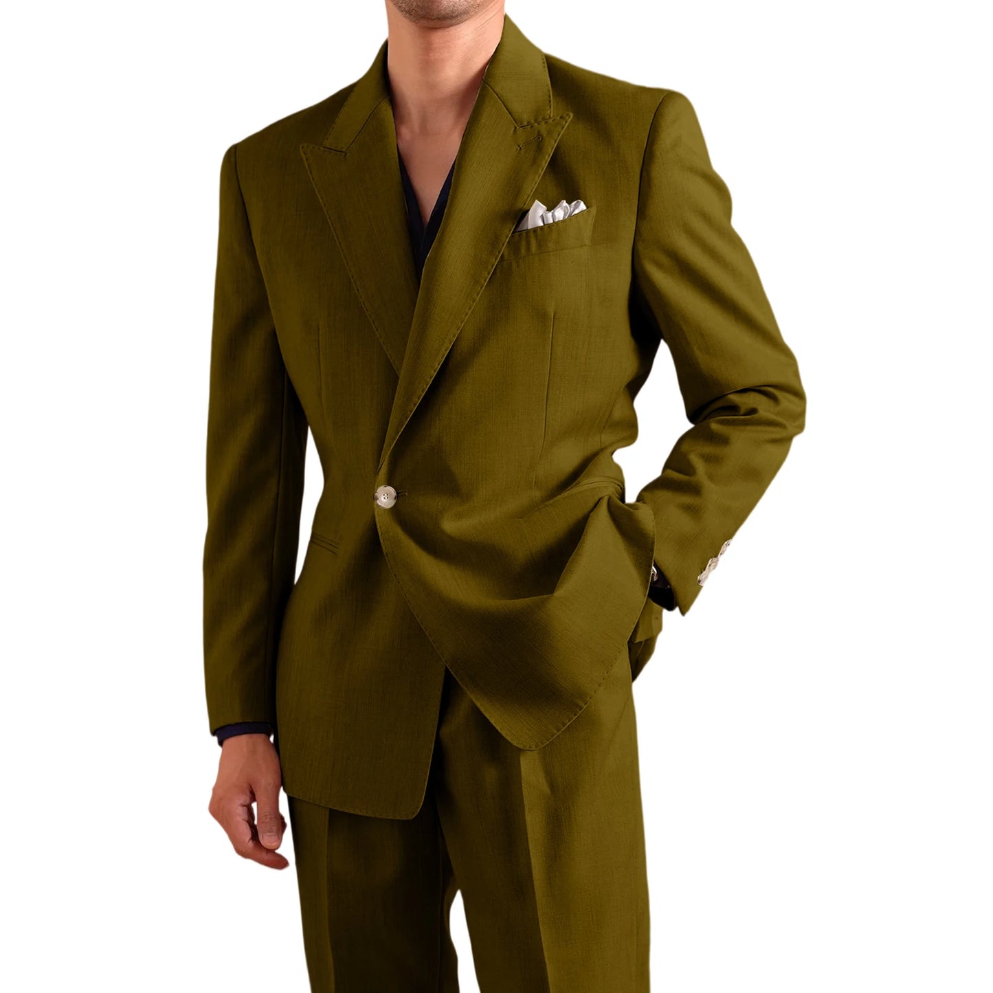 Linen Peak-Lapel Wedding Suit Set