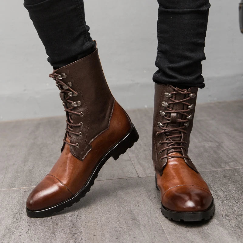Leather Chelsea Pointed Toe Boots