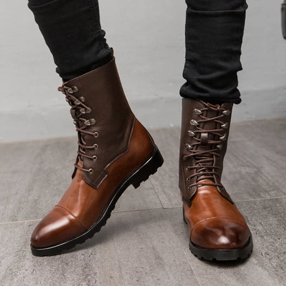 Leather Chelsea Pointed Toe Boots