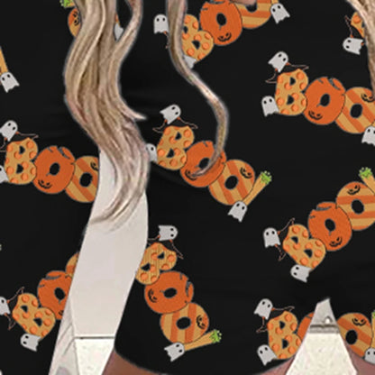 Halloween Print Long-Sleeve Jumpsuit