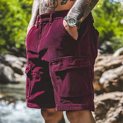 Corduroy Safari Multi-Pocket Shorts
