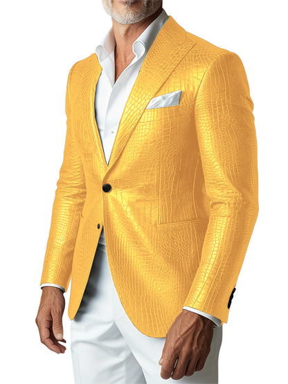 Crocodile PU Leather Suit Blazer