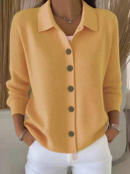 Polo Neck Button Knit Cardigan