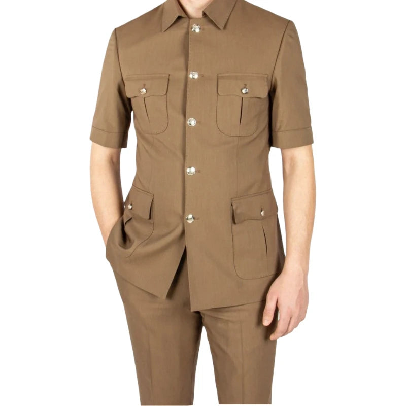 Light Purple Safari Folder-Lapel Suit