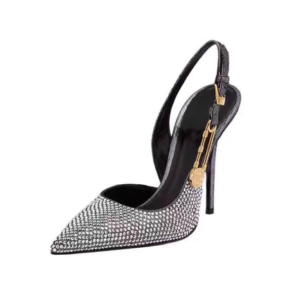 Rhinestone Sequined Slingbacks