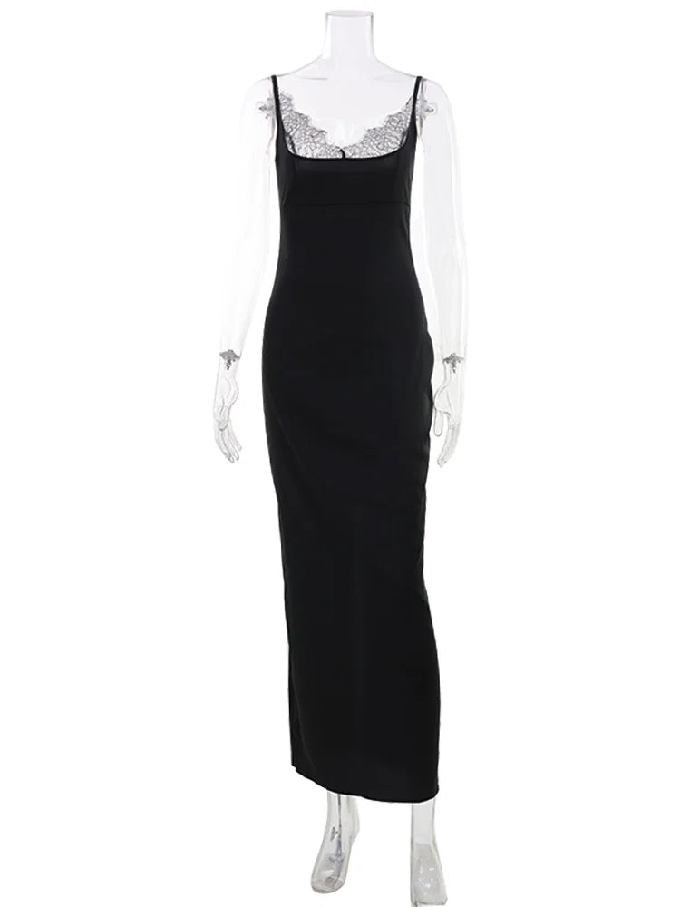 Lace Patchwork Bodycon Maxi Dress