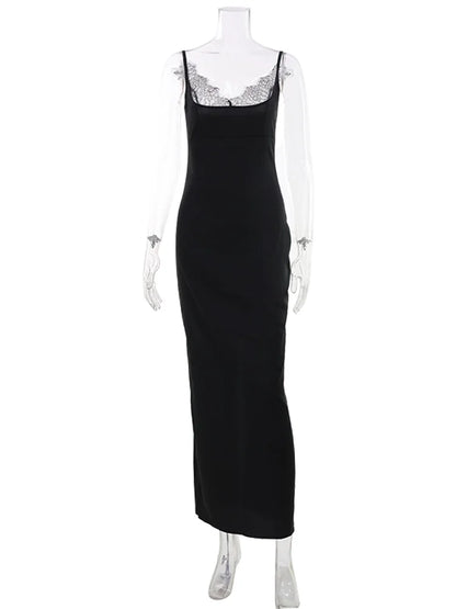 Lace Patchwork Bodycon Maxi Dress