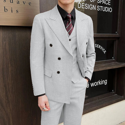 British Linen Slim Groom Suit Set