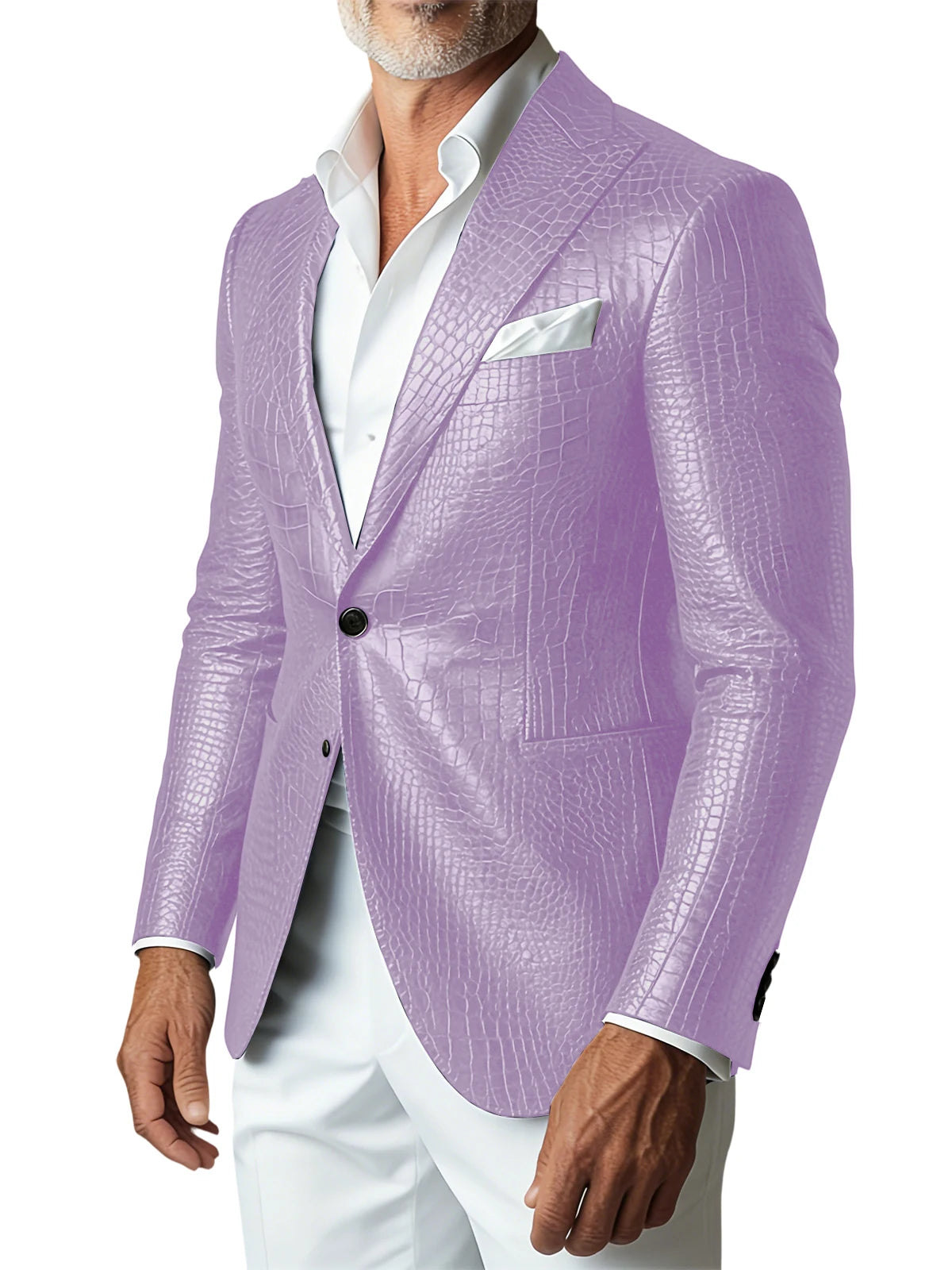 Crocodile PU Leather Suit Blazer