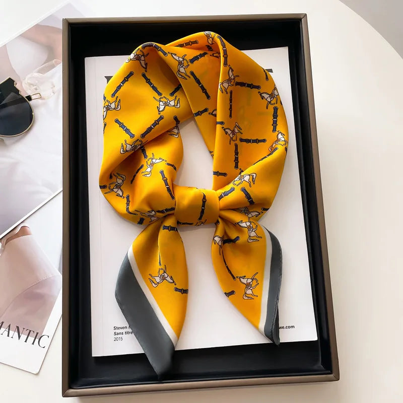 Twill Colorful Print Square Scarf