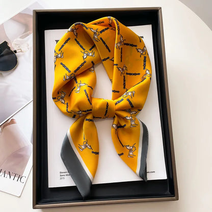 Twill Colorful Print Square Scarf