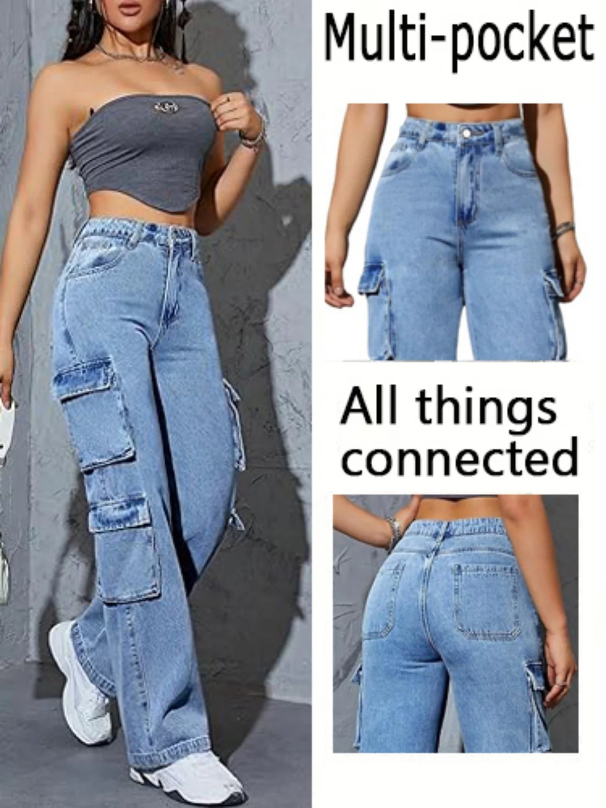 Fleece-Lined Cargo Jeans